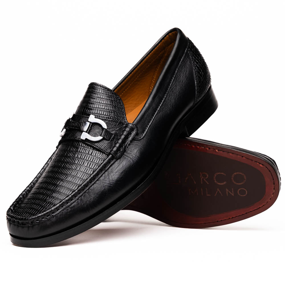 Marco Di Milano Enzo Black Lizard Bit Loafers - 8
