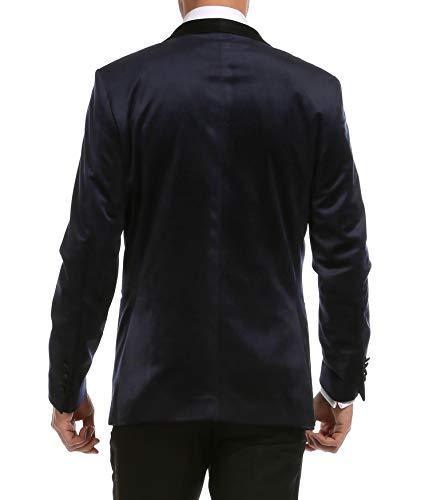 Enzo Navy Velvet Slim Fit Shawl Lapel Tuxedo Men's Blazer - 36 R
