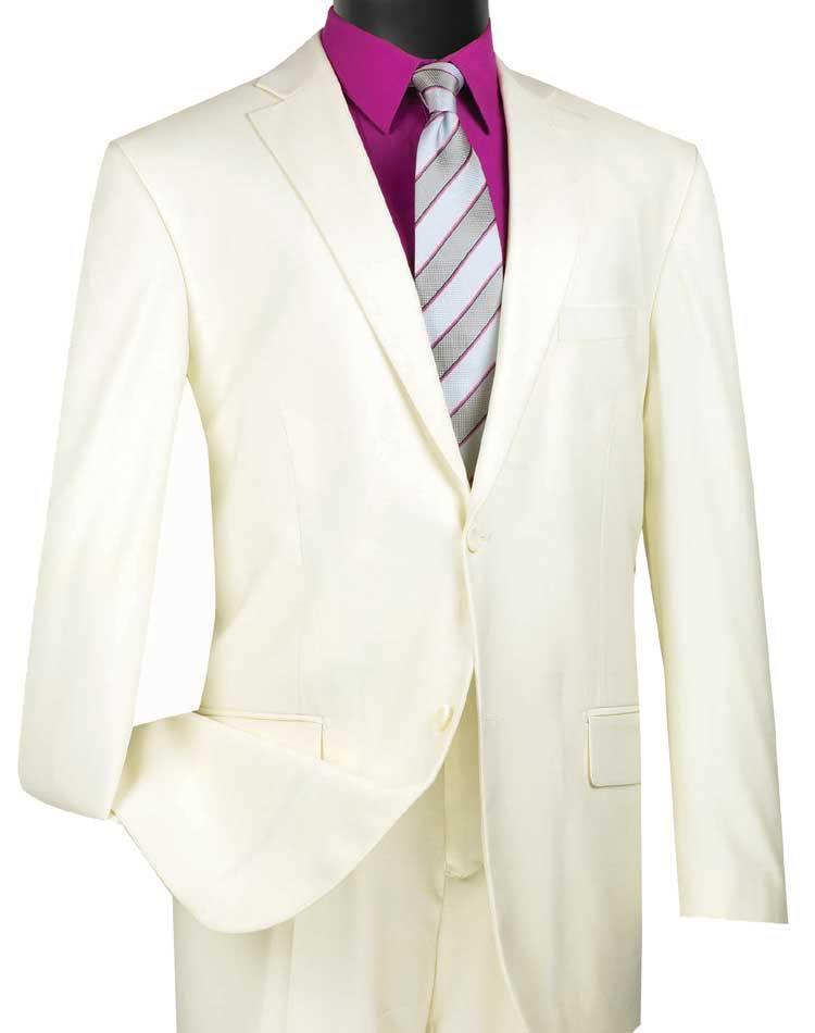 Executive Classic Fit Two Piece Suit Color Solid Ivory - 42 Long - 36 Waist