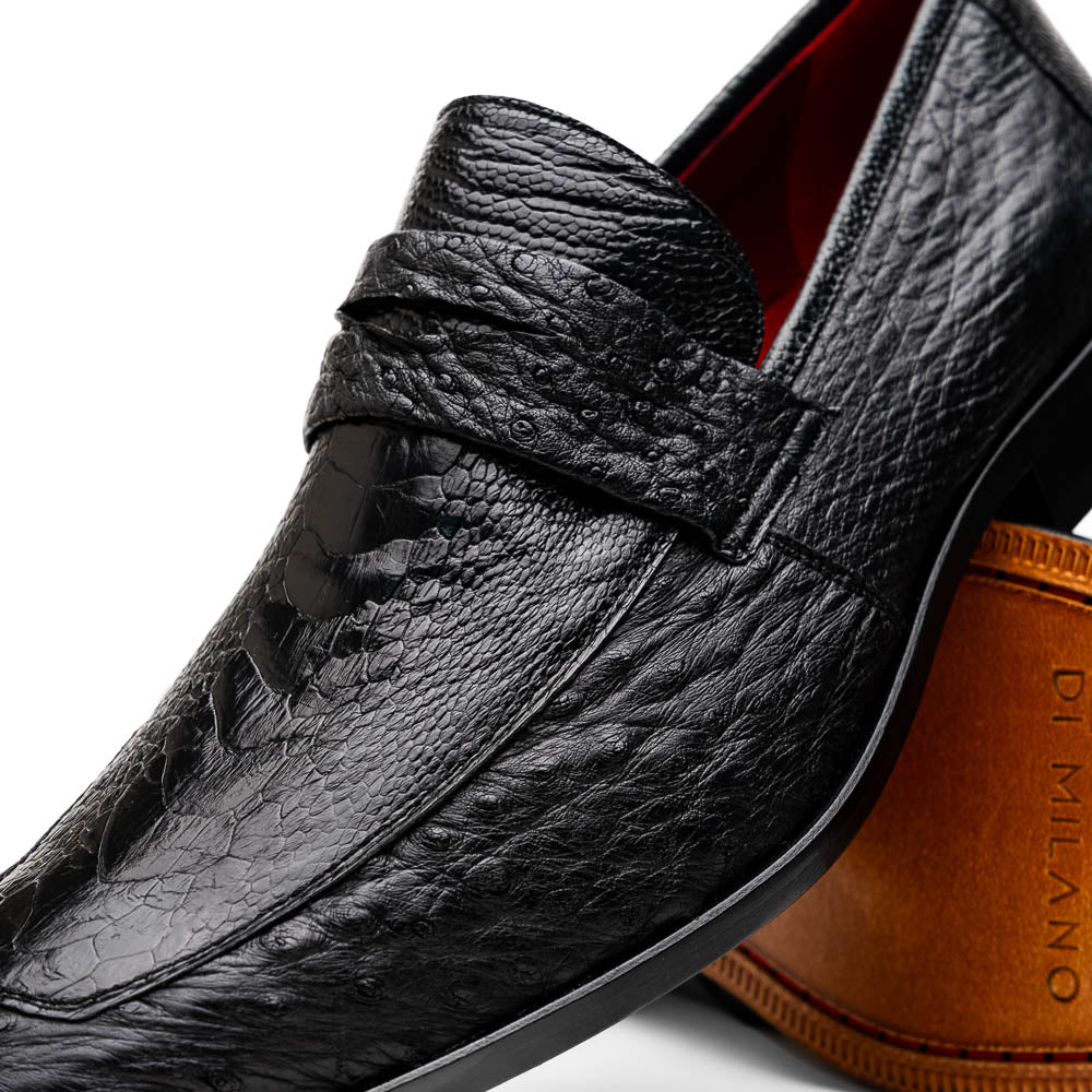 Marco Di Milano Fangio Black Ostrich Penny Loafer - 8