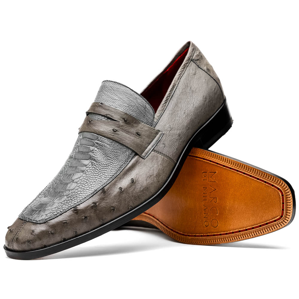 Marco Di Milano Fangio Serpentine Grey Ostrich Penny Loafer - 8