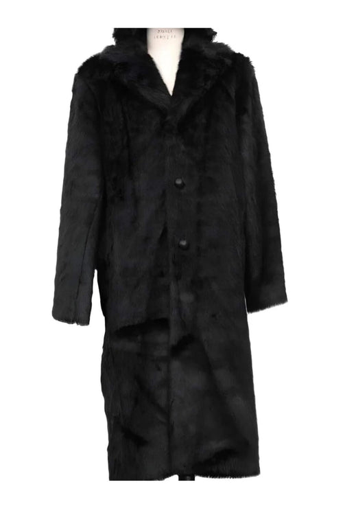 Faux Fur Overcoat - Long Top Coat Full length Coat Black