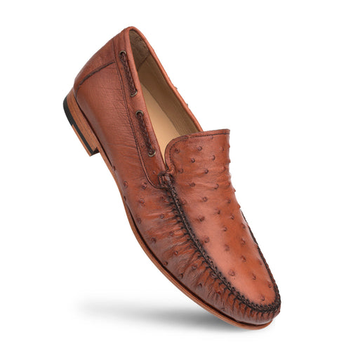 Mezlan Ostrich Leather Moccasin Slip-On Loafers