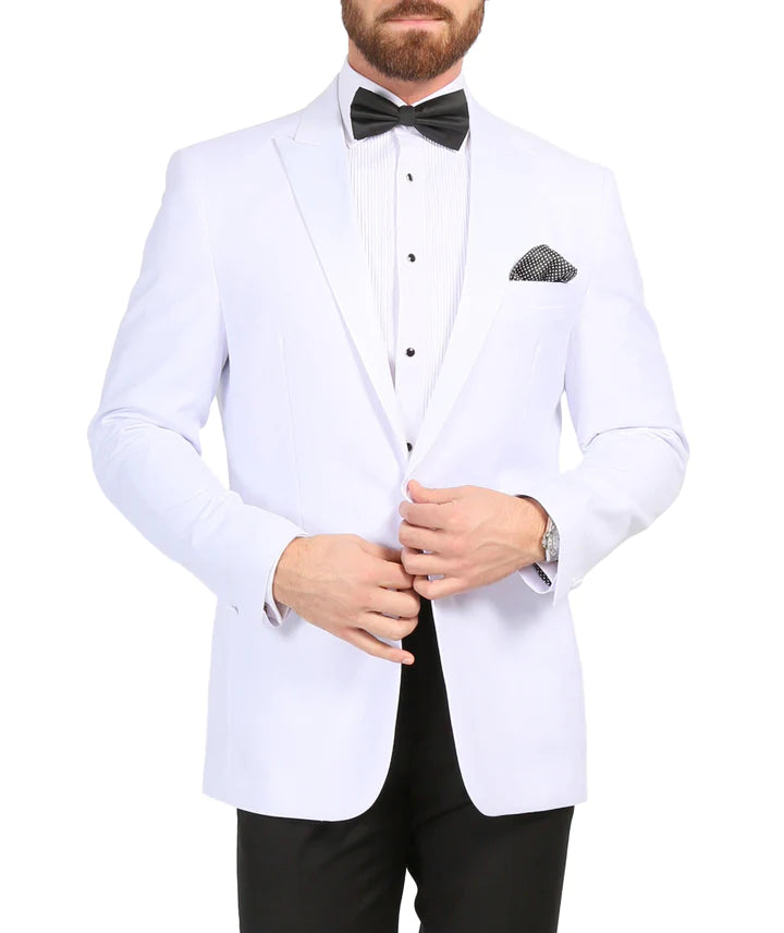 Men's Aura White Slim Peak lapel Tuxedo Dinner Jacket