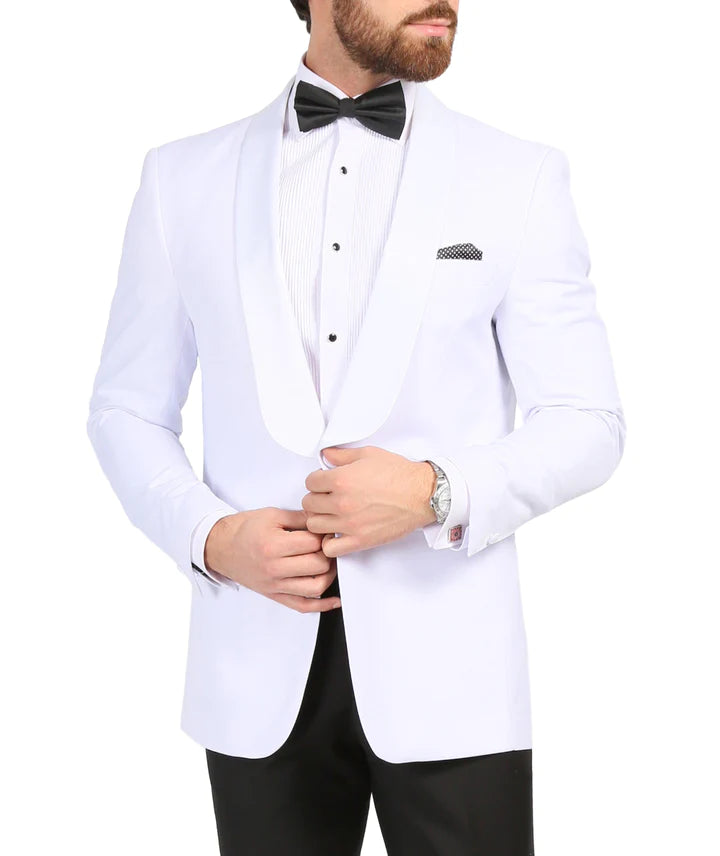 Men's Echo White Slim Fit Shawl Lapel Tuxedo Dinner Jacket