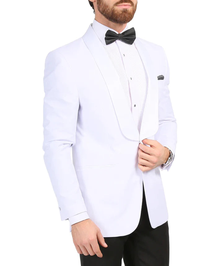 Men's Echo White Slim Fit Shawl Lapel Tuxedo Dinner Jacket - 34 Short