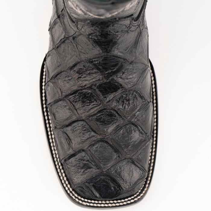 Ferrini Bronco Men's Print Pirarucu Fish Boots Handcrafted Black - 6