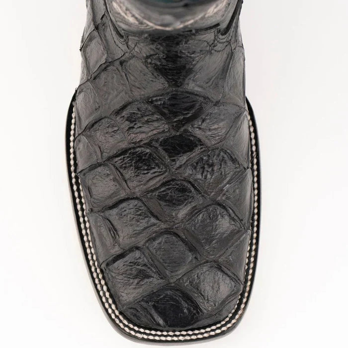 Ferrini Bronco Men's Print Pirarucu Fish Boots Handcrafted Black 4339304 - D