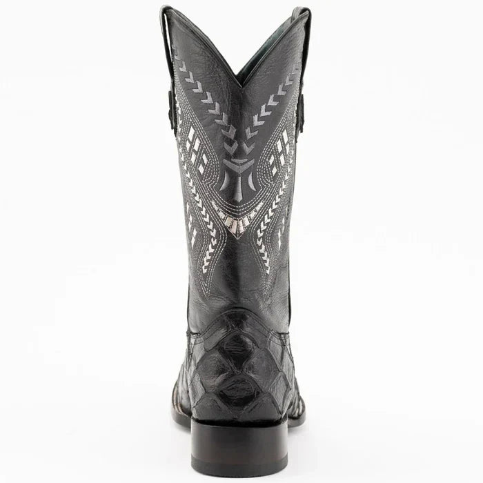 Ferrini Bronco Men's Print Pirarucu Fish Boots Handcrafted Black 4339304 - D