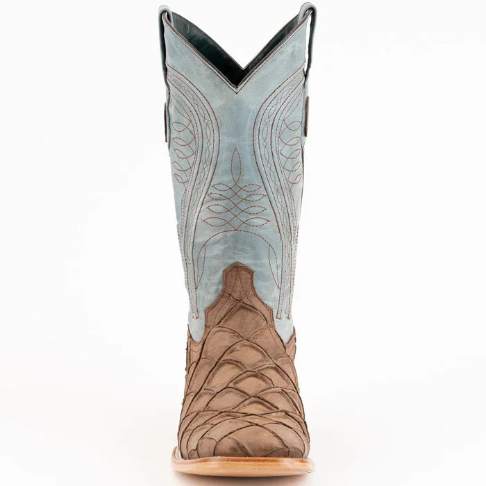 Ferrini Bronco Men's Print Pirarucu Fish Boots Handcrafted Brown 4339310 - 8D