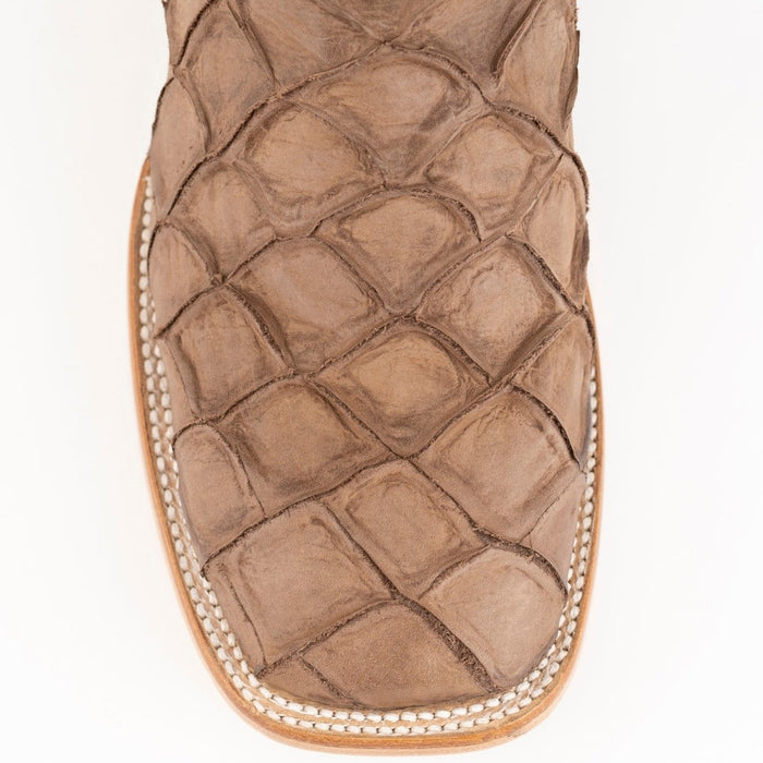 Ferrini Bronco Men's Print Pirarucu Fish Boots Handcrafted Brown - 6