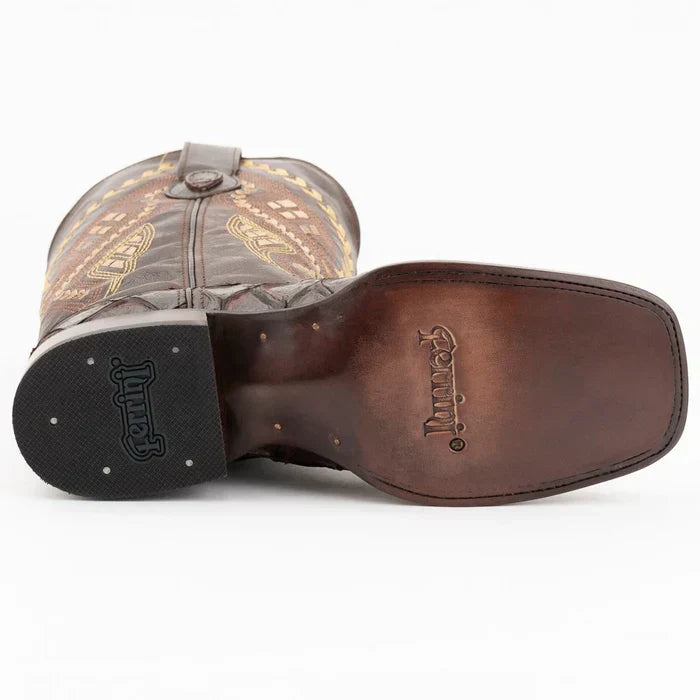 Ferrini Bronco Men's Print Pirarucu Fish Boots Handcrafted Chocolate 4339309 - 8D