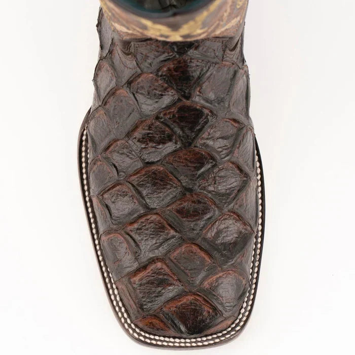 Ferrini Bronco Men's Print Pirarucu Fish Boots Handcrafted Chocolate 4339309 - 8D