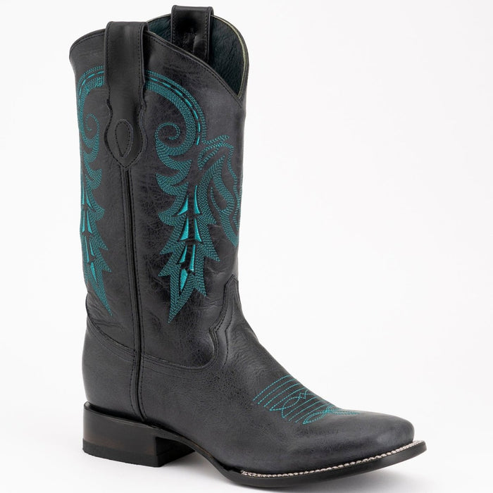 Ferrini Men's Blaze Leather Square Toe Boots Handcrafted - Black - 6