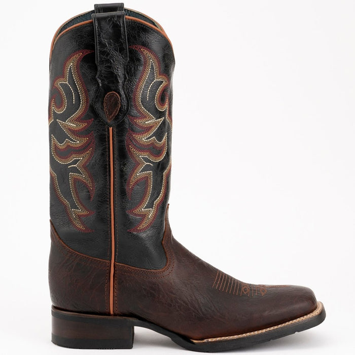 Ferrini Men's Blaze Leather Square Toe Boots Handcrafted - Chocolate - 6