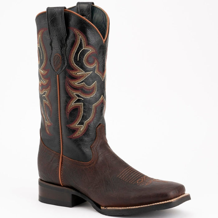 Ferrini Men's Blaze Leather Square Toe Boots Handcrafted - Chocolate - 6