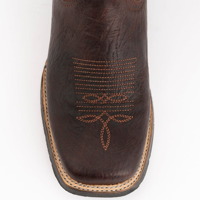 Ferrini Men's Blaze Leather Square Toe Boots Handcrafted - Chocolate - 6