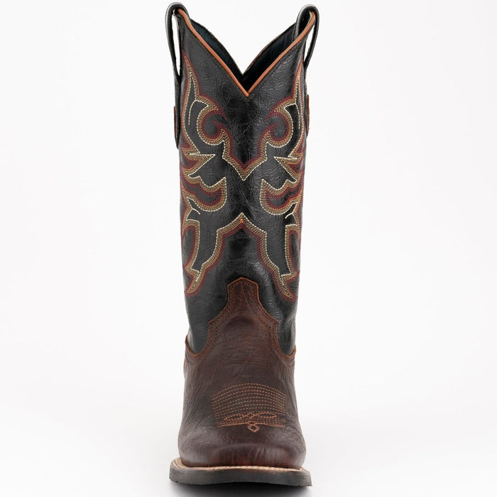 Ferrini Men's Blaze Leather Square Toe Boots Handcrafted - Chocolate - 6