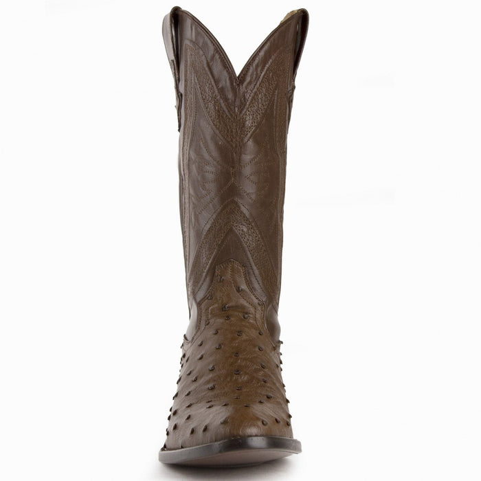 Ferrini Men's Colt Full Quill Ostrich Boots Handcrafted - Kango Brown - 6