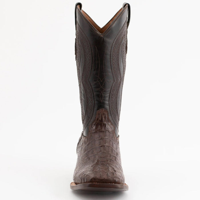 Ferrini Men's Dakota Hornback Caiman Boots - Square Toe Handcrafted Brown - 6