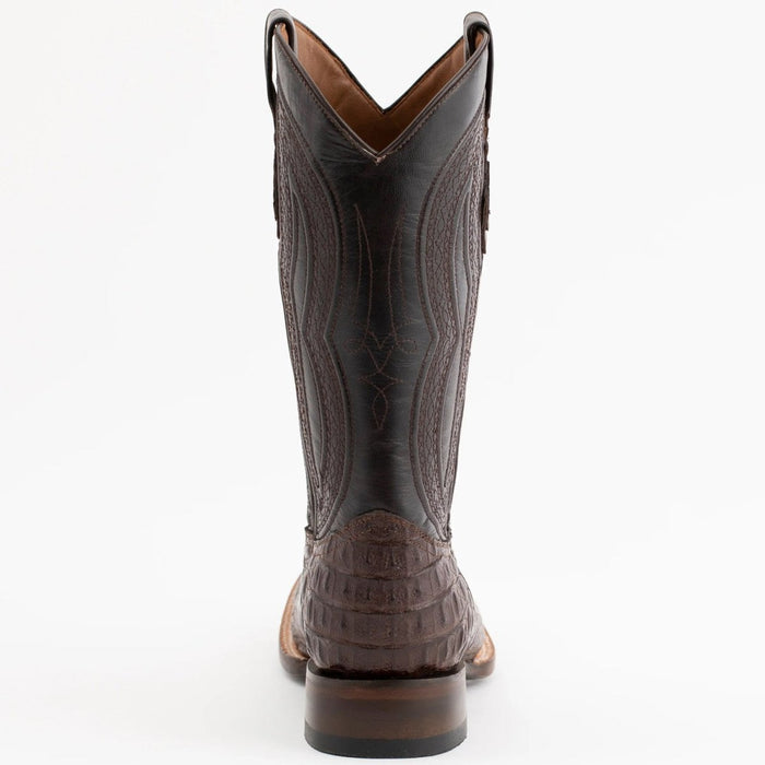 Ferrini Men's Dakota Hornback Caiman Boots - Square Toe Handcrafted Brown - 6