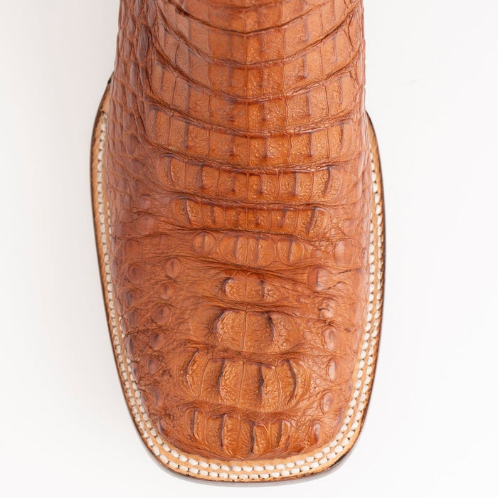 Ferrini Men's Dakota Hornback Caiman Boots - Square Toe Handcrafted Cognac - 6