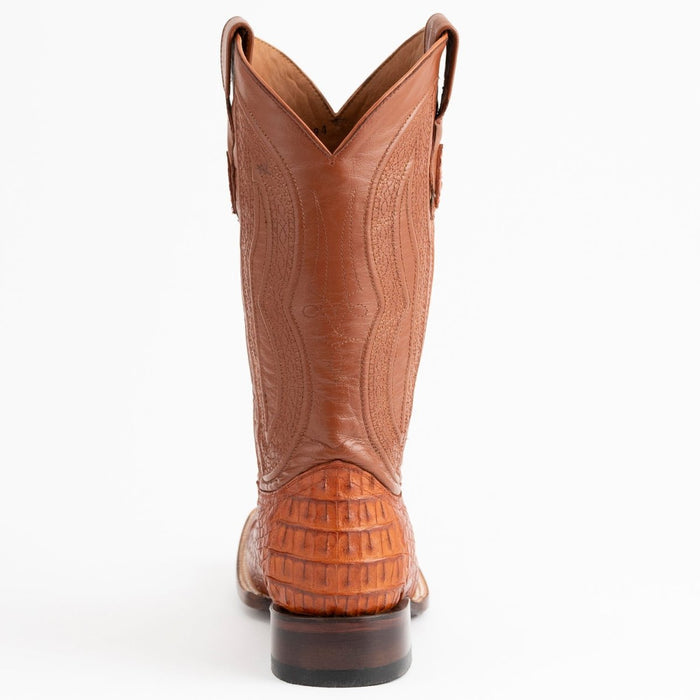 Ferrini Men's Dakota Hornback Caiman Boots - Square Toe Handcrafted Cognac - 6