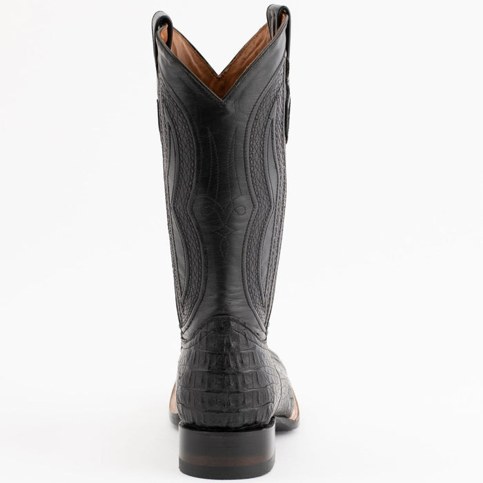 Ferrini Men's Dakota Hornback Caiman Western Boots - Square Toe Handcrafted Black - 6