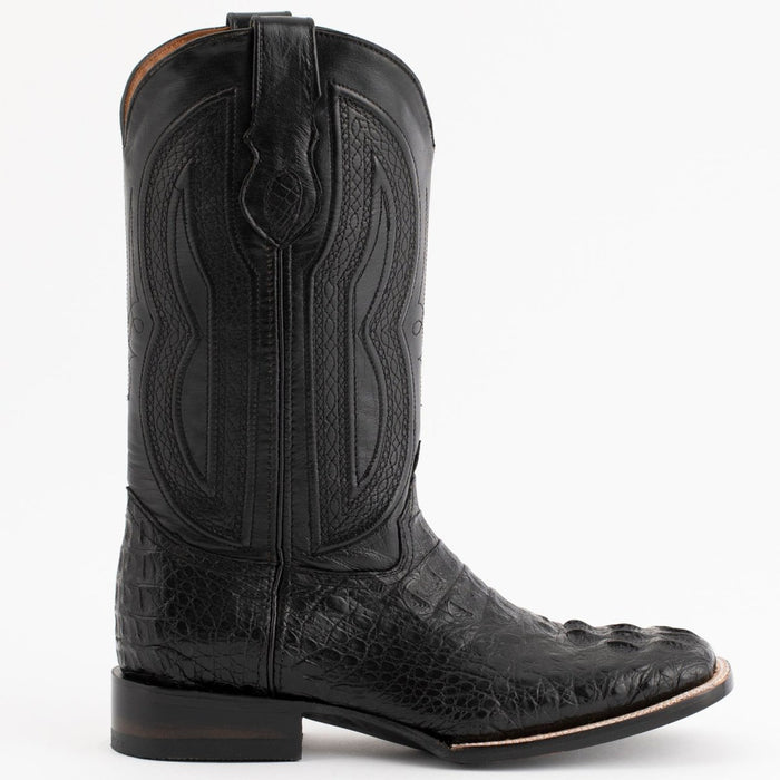 Ferrini Men's Dakota Hornback Caiman Western Boots - Square Toe Handcrafted Black - 6