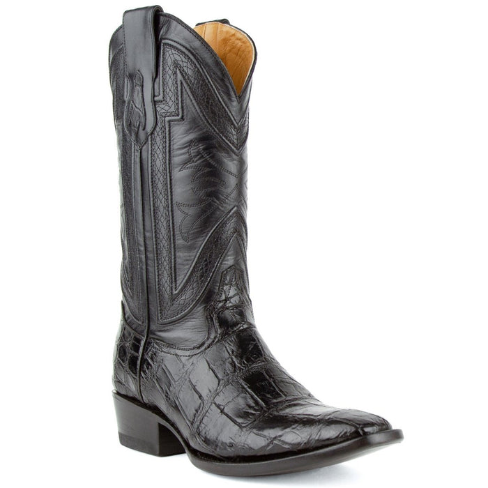 Ferrini Jesse Men's Print Alligator Boots Handcrafted Black - 6