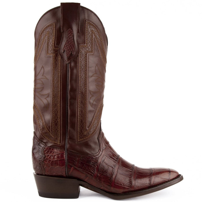Ferrini Men's Stallion Alligator Belly Boots French Toe Handcrafted Black - 6