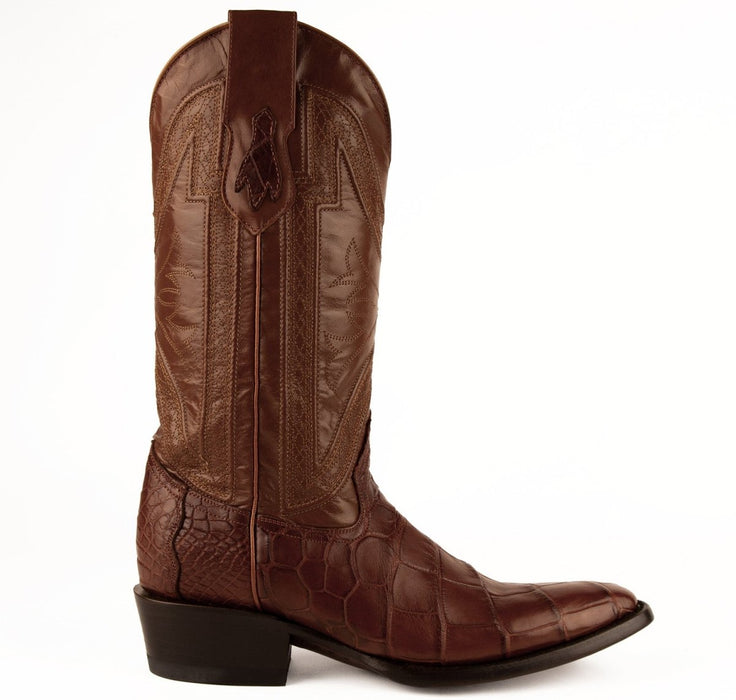 Ferrini Men's Stallion Alligator Belly Boots French Toe Handcrafted Chocolate - 6
