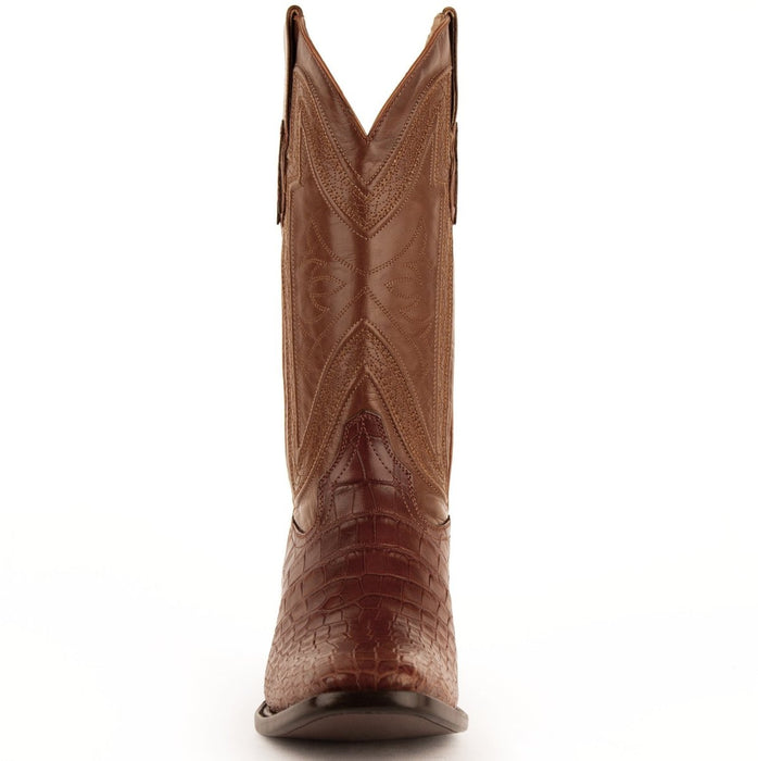 Ferrini Men's Stallion Alligator Belly Boots French Toe Handcrafted Cognac - 6