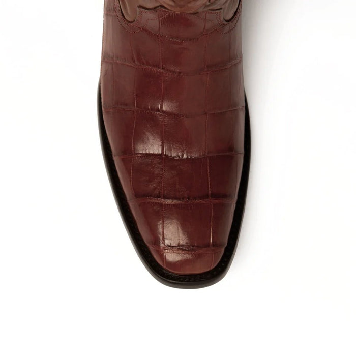Ferrini Men's Stallion Alligator Belly Boots French Toe Handcrafted Cognac - 6