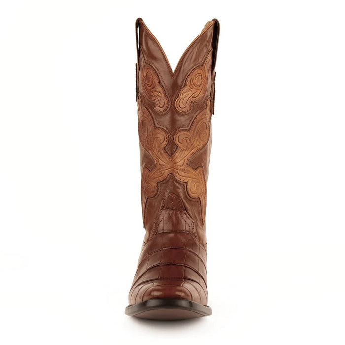 Ferrini Men's Stallion Alligator Belly Boots French Toe Handcrafted Cognac - 6
