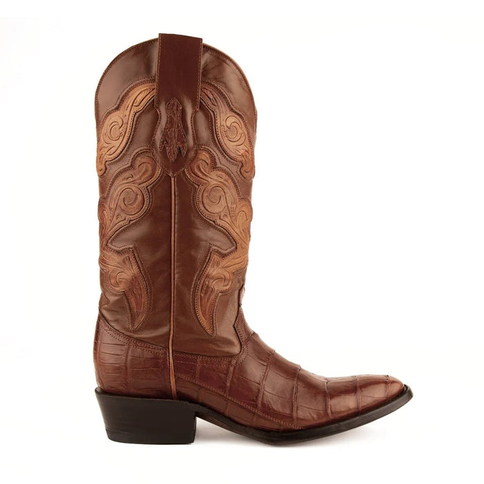 Ferrini Men's Stallion Alligator Belly Boots French Toe Handcrafted Cognac - 6