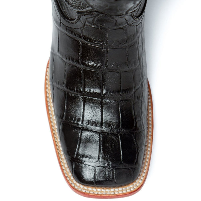 Ferrini Men's Stallion Alligator Belly Boots Narrow Square Toe Handcrafted Cognac - 6