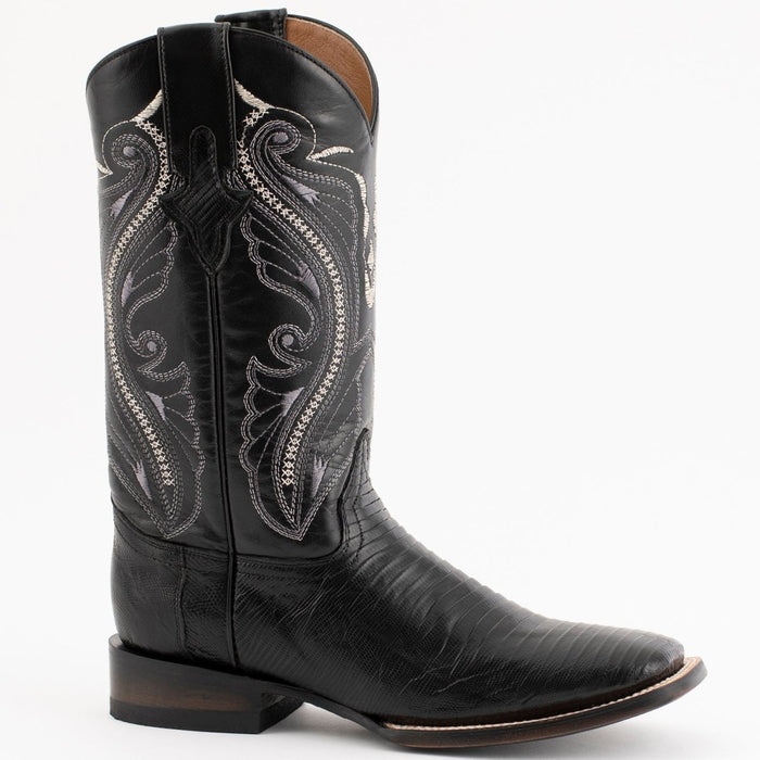 Ferrini Men's Taylor Lizard Square Toe Handcrafted - Black - 6