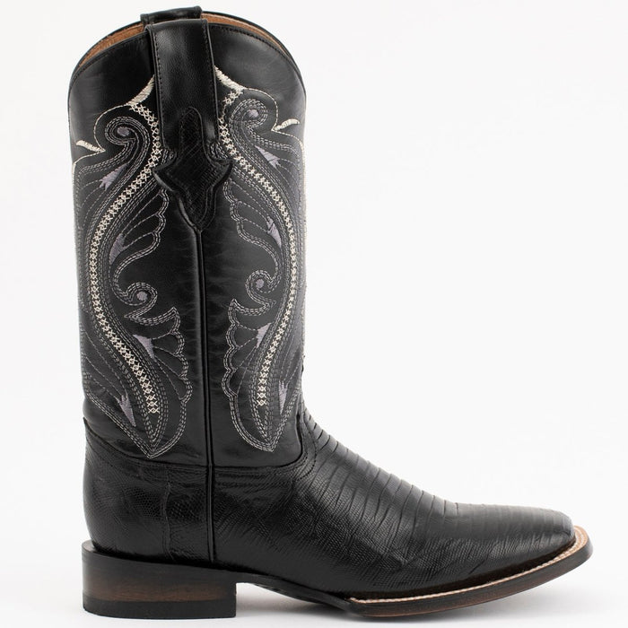 Ferrini Men's Taylor Lizard Square Toe Handcrafted - Black - 6