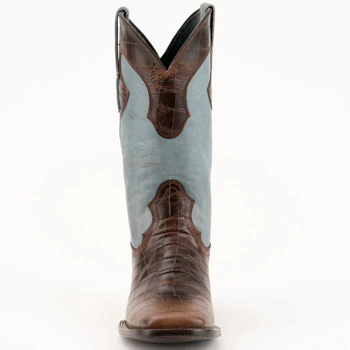 Ferrini Mustang Men's Print Alligator Boots Handcrafted Brown - 8D