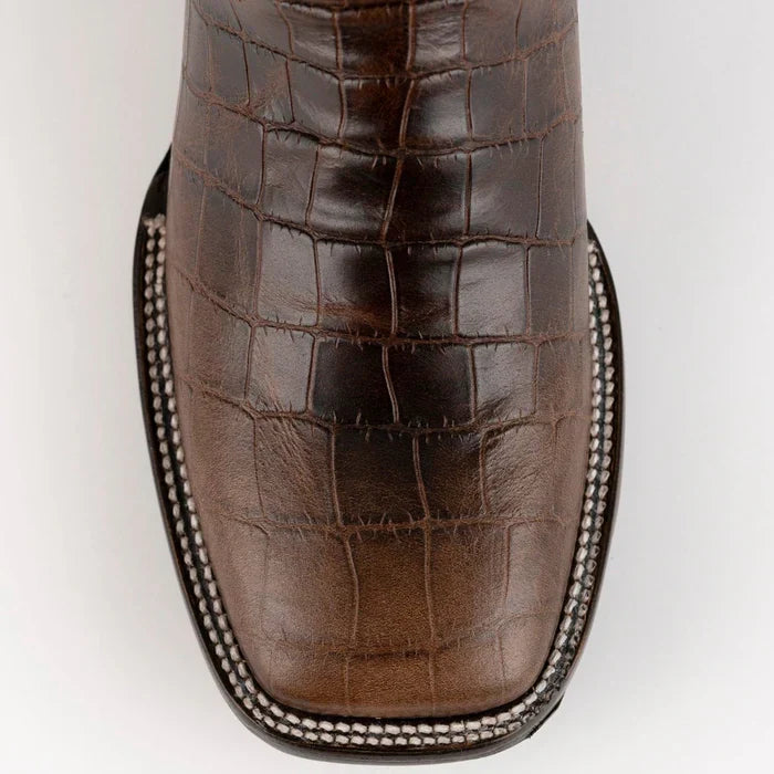 Ferrini Mustang Men's Print Alligator Boots Handcrafted Brown - 8D