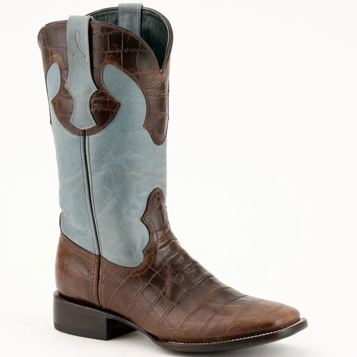 Ferrini Mustang Men's Print Alligator Boots Handcrafted Brown - 8D