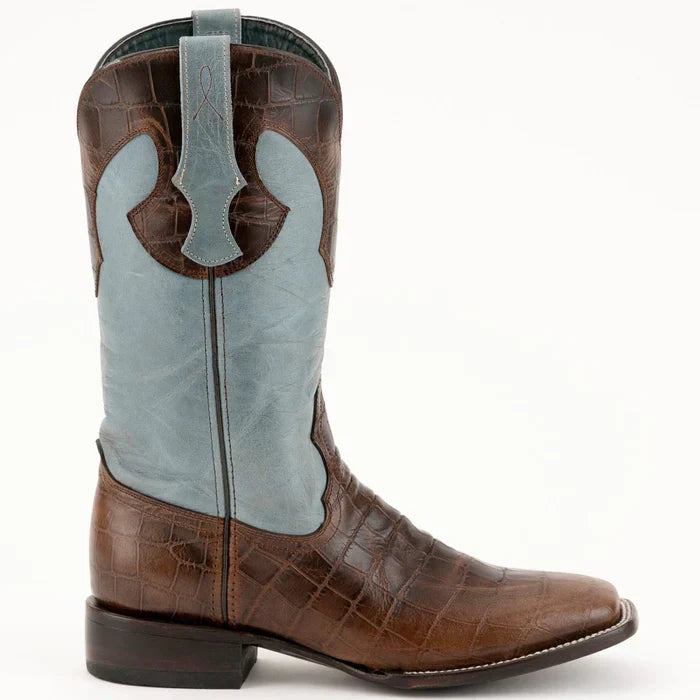 Ferrini Mustang Men's Print Alligator Boots Handcrafted Brown - 8D