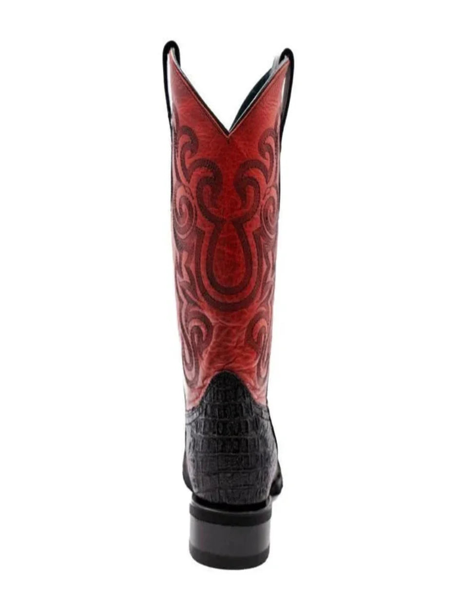 Ferrini Stampede Men's Print Crocodile Boots Handcrafted Black - 8D