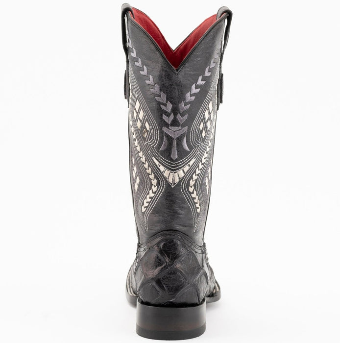 Ferrini Women's Bronco Square Toe Boots Pirarucu Fish Print - Black - 6
