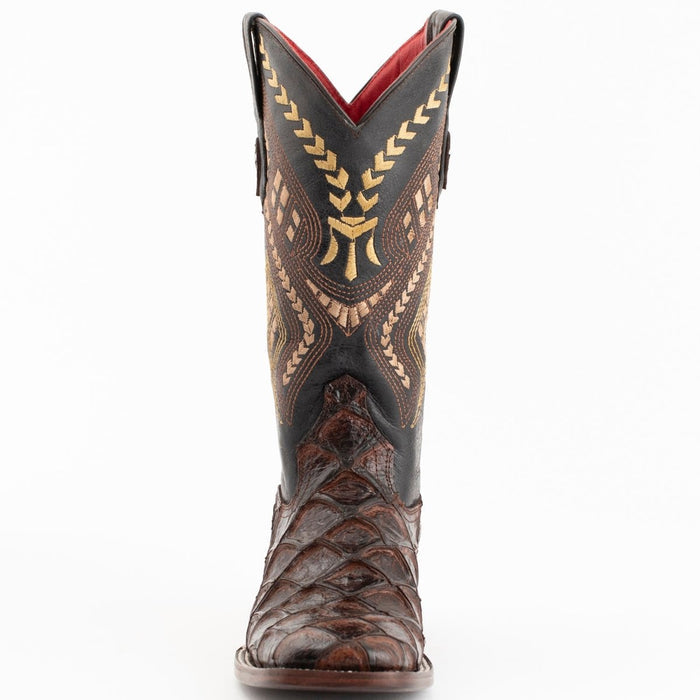 Ferrini Women's Bronco Square Toe Boots Pirarucu Fish Print - Chocolate - 6
