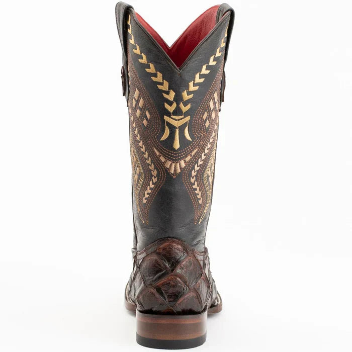 Ferrini Women's Bronco Square Toe Boots Pirarucu Fish Print - Chocolate 9339309 - 6B
