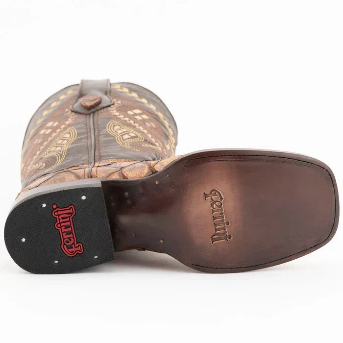Ferrini Women's Bronco Square Toe Boots Pirarucu Fish Print - Cognac 9339361 - 6B