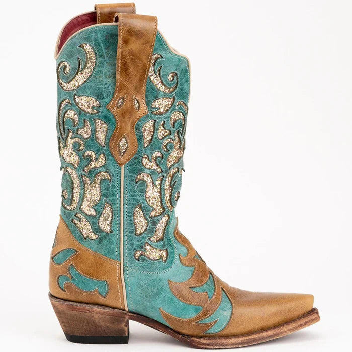 Ferrini Women's Glitz Snip Toe Boots Handcrafted - Antique Saddle 8306115 - 6B