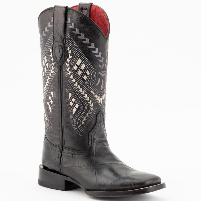 Ferrini Women's Stampede Square Toe Boots Crocodile Print - Black - 6